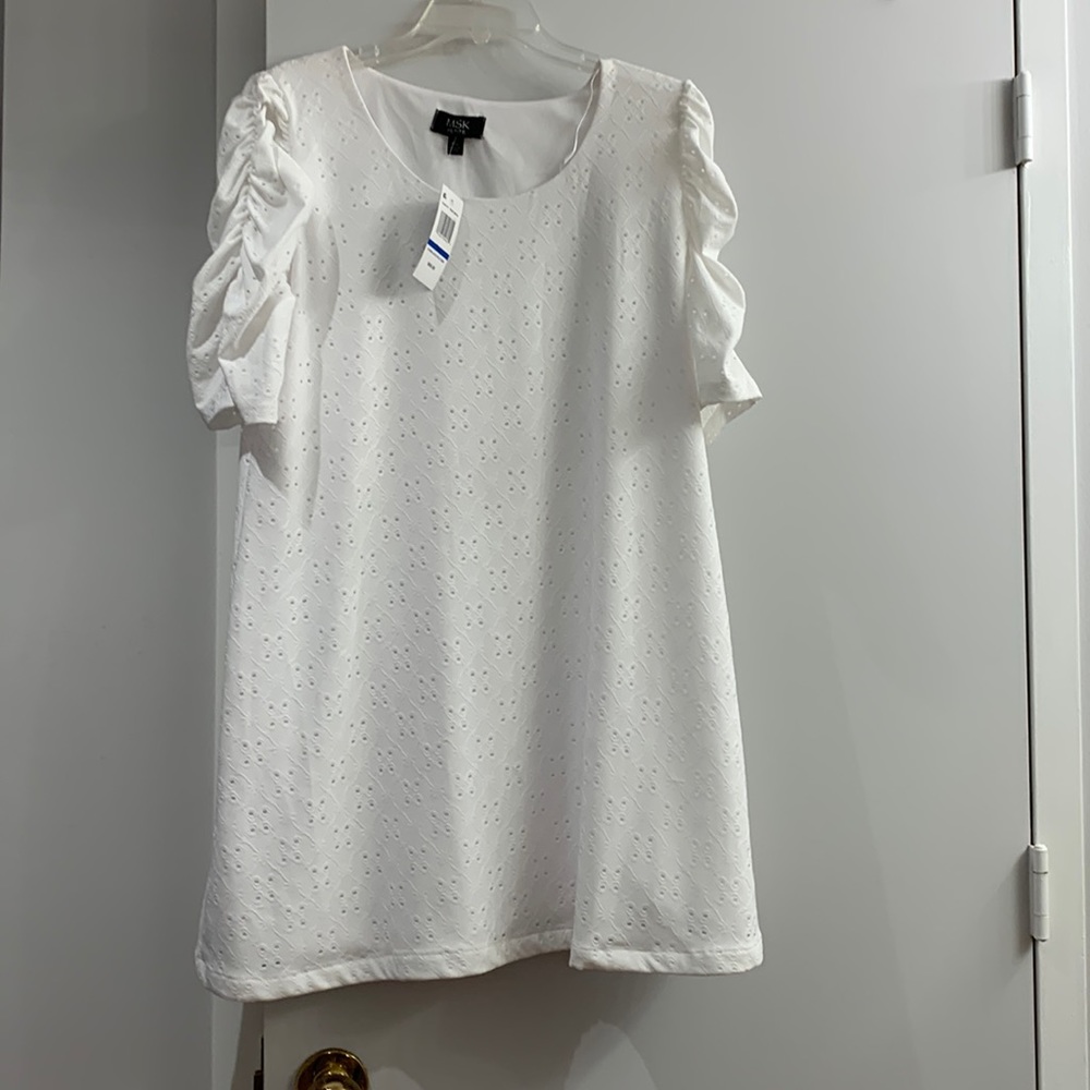 Net White Lined Eyelet Dress